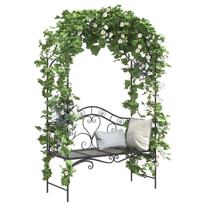 vidaXL Garden Bench Black 121 x 48 x 200 cm Steel