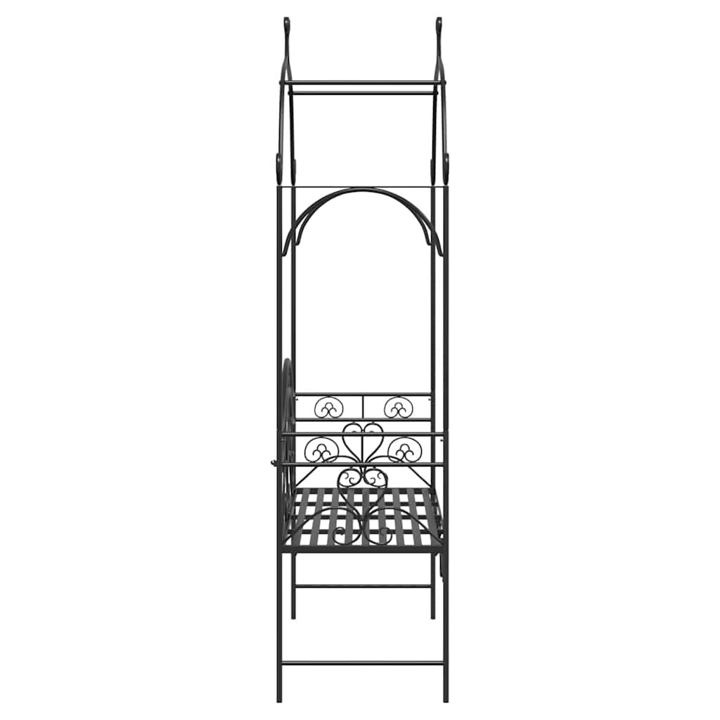 vidaXL Garden Bench Black 121 x 48 x 200 cm Steel