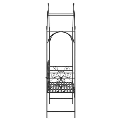 vidaXL Garden Bench Black 121 x 48 x 200 cm Steel