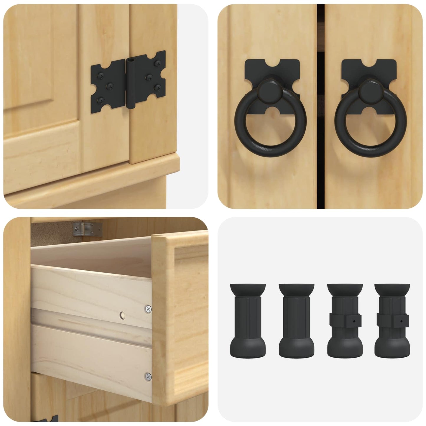 vidaXL Cabinet SKI Honey Brown 60 x 46 x 81.5 cm Solid Pine Wood