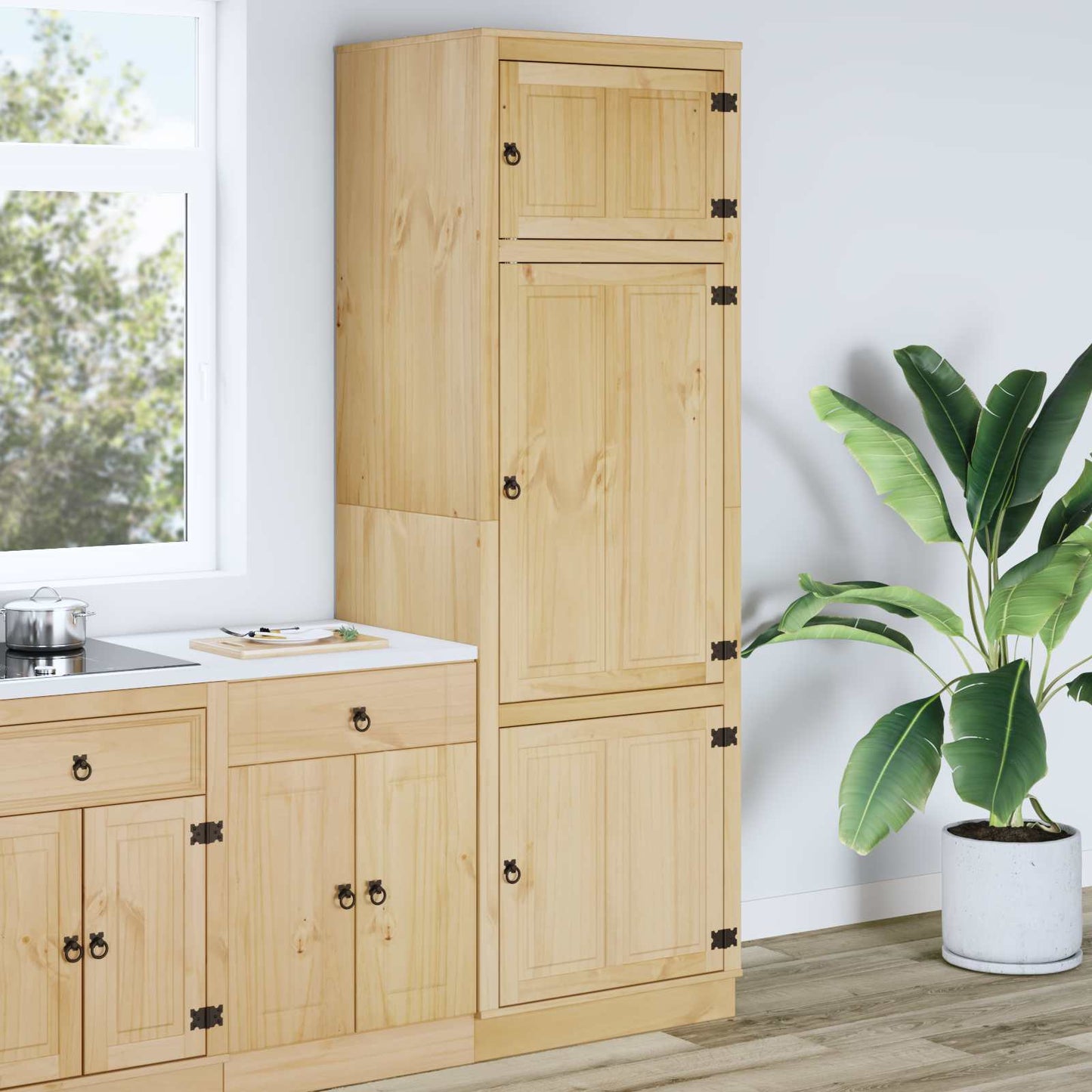 vidaXL Cabinet SKI Honey Brown 66 x 58 x 207 cm Solid Pine Wood