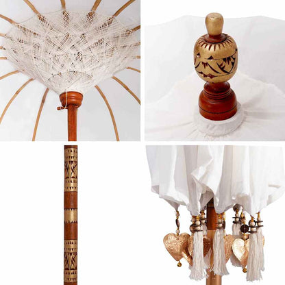 vidaXL Balinese Parasol Cream 190 x 190 x 260 cm Cotton and solid wood