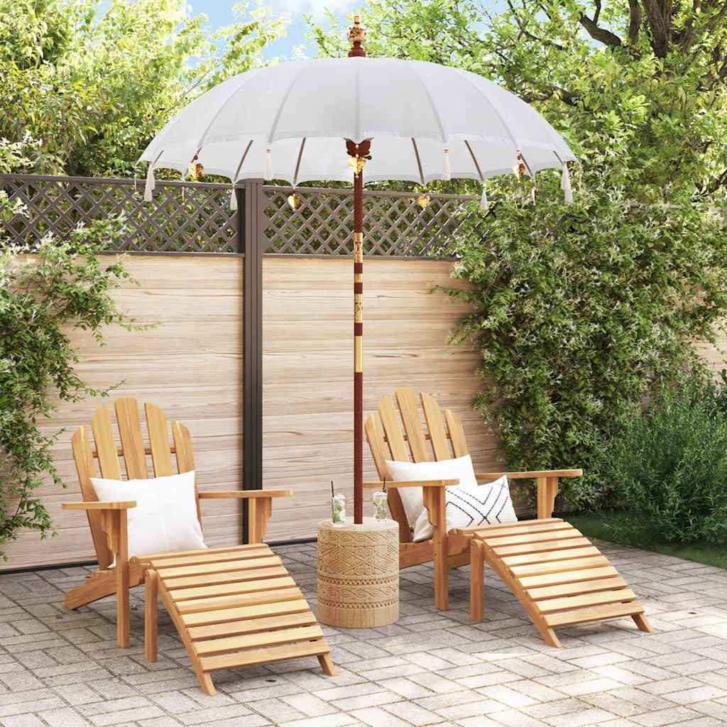 vidaXL Balinese Parasol Cream 190 x 190 x 260 cm Cotton and solid wood