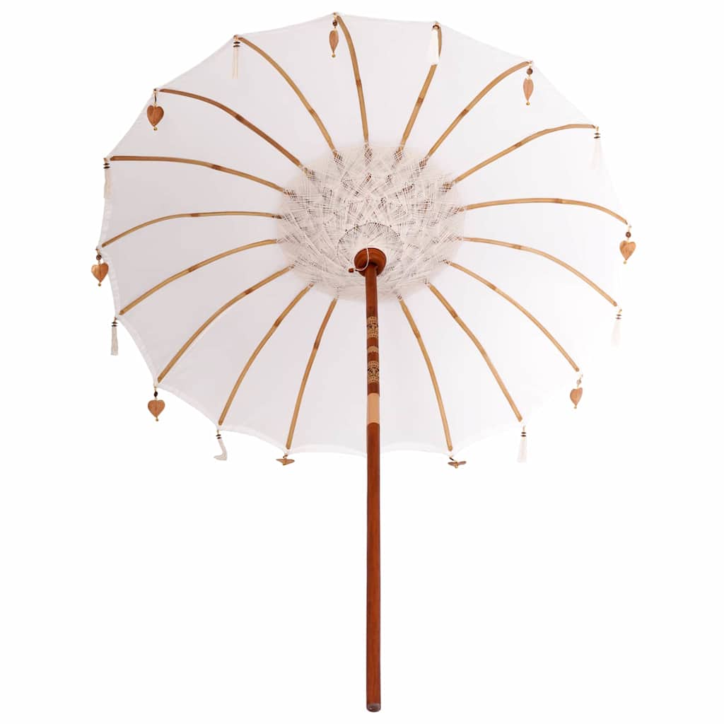 vidaXL Balinese Parasol Cream 190 x 190 x 260 cm Cotton and solid wood