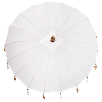 vidaXL Balinese Parasol Cream 190 x 190 x 260 cm Cotton and solid wood