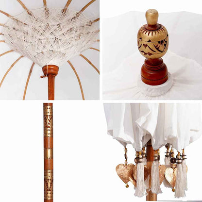 vidaXL Balinese Parasol Cream 220 x 220 x 260 cm Cotton and solid wood
