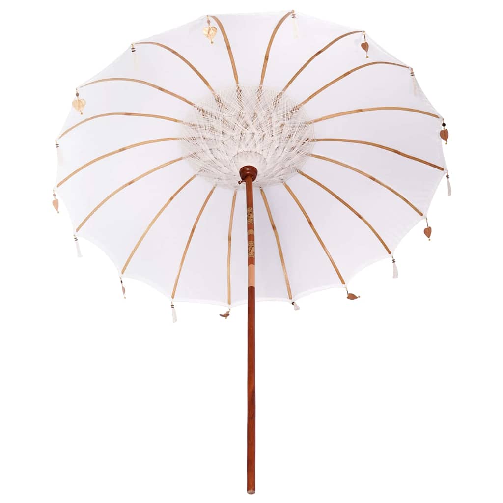 vidaXL Balinese Parasol Cream 220 x 220 x 260 cm Cotton and solid wood