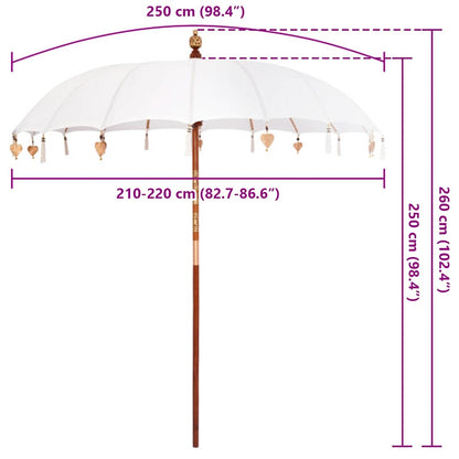 vidaXL Balinese Parasol Cream 220 x 220 x 260 cm Cotton and solid wood