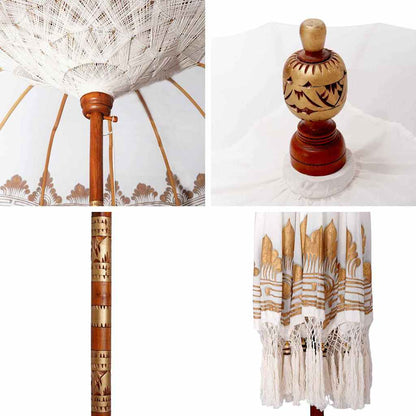 vidaXL Balinese Parasol Cream 190 x 190 x 260 cm Cotton and solid wood
