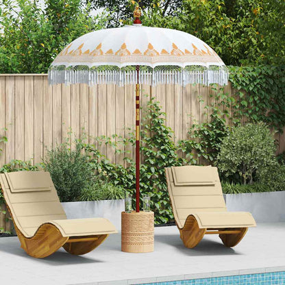 vidaXL Balinese Parasol Cream 190 x 190 x 260 cm Cotton and solid wood