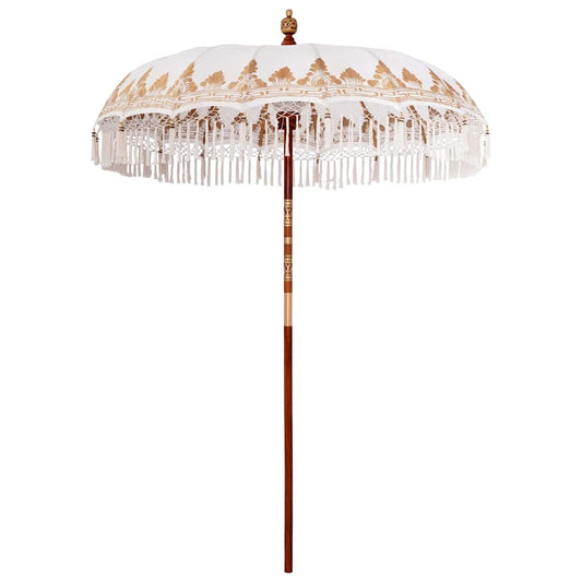 vidaXL Balinese Parasol Cream 190 x 190 x 260 cm Cotton and solid wood