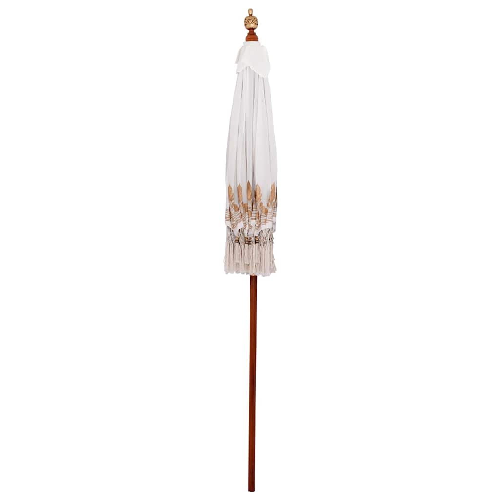 vidaXL Balinese Parasol Cream 190 x 190 x 260 cm Cotton and solid wood