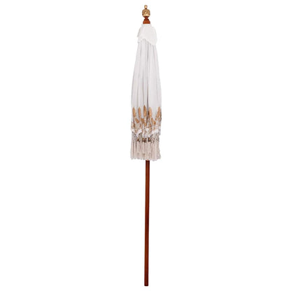 vidaXL Balinese Parasol Cream 190 x 190 x 260 cm Cotton and solid wood