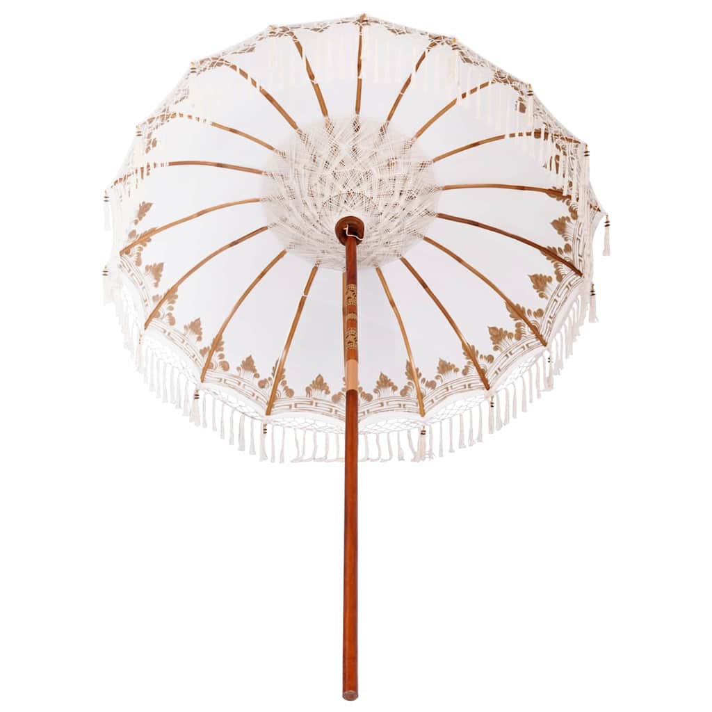 vidaXL Balinese Parasol Cream 190 x 190 x 260 cm Cotton and solid wood