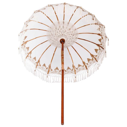 vidaXL Balinese Parasol Cream 190 x 190 x 260 cm Cotton and solid wood