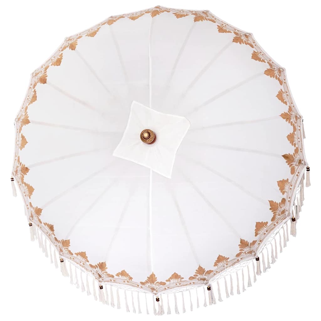 vidaXL Balinese Parasol Cream 190 x 190 x 260 cm Cotton and solid wood