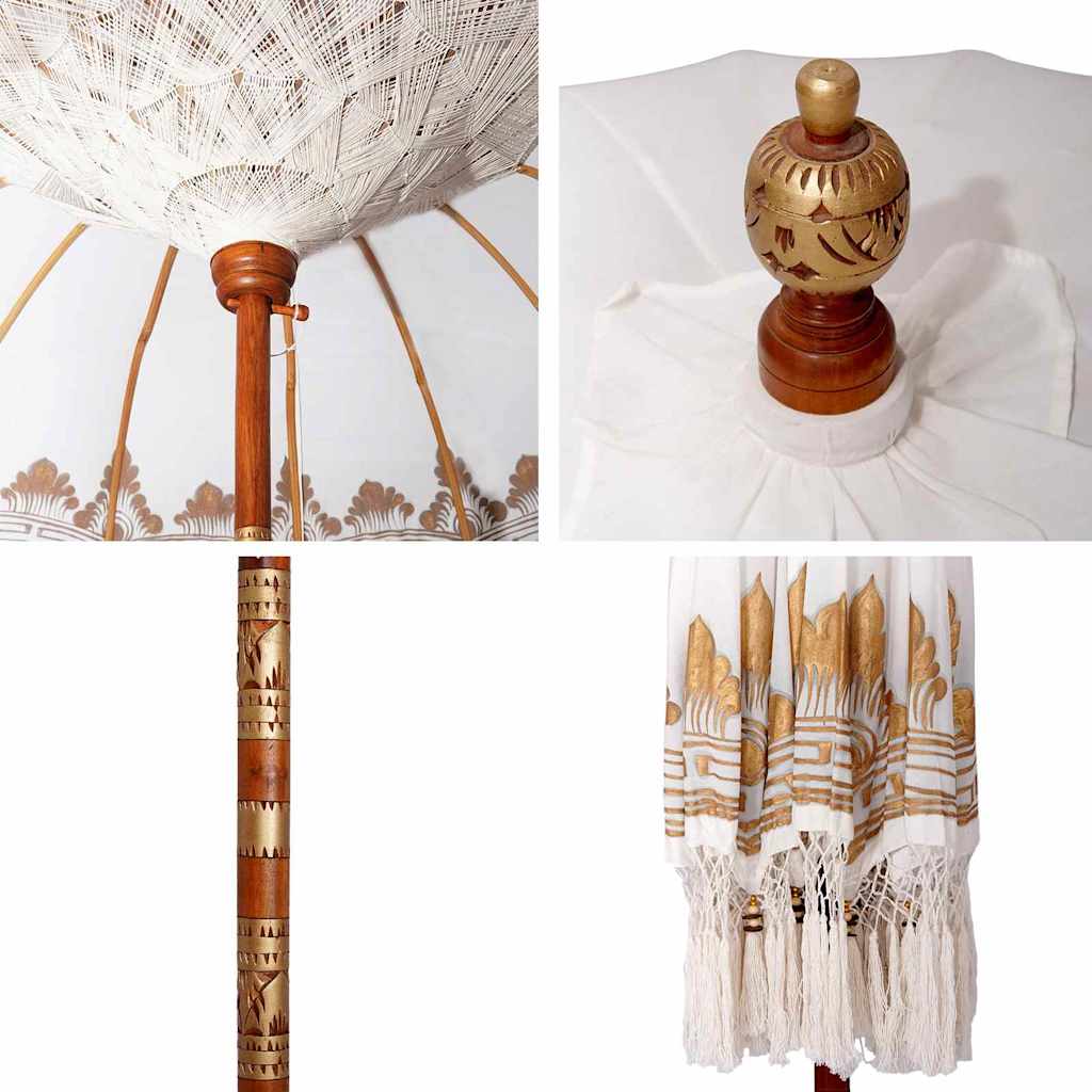 vidaXL Balinese Parasol Cream 215 x 215 x 260 cm Cotton and solid wood