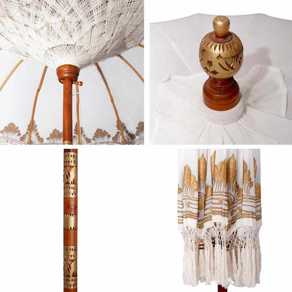 vidaXL Balinese Parasol Cream 215 x 215 x 260 cm Cotton and solid wood