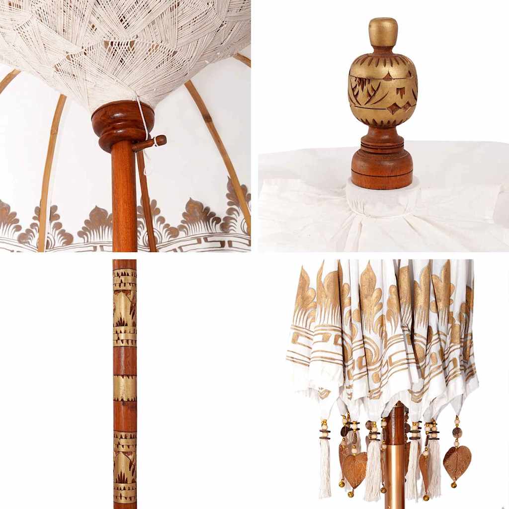 vidaXL Balinese Parasol Cream 190 x 190 x 260 cm Cotton and Wood