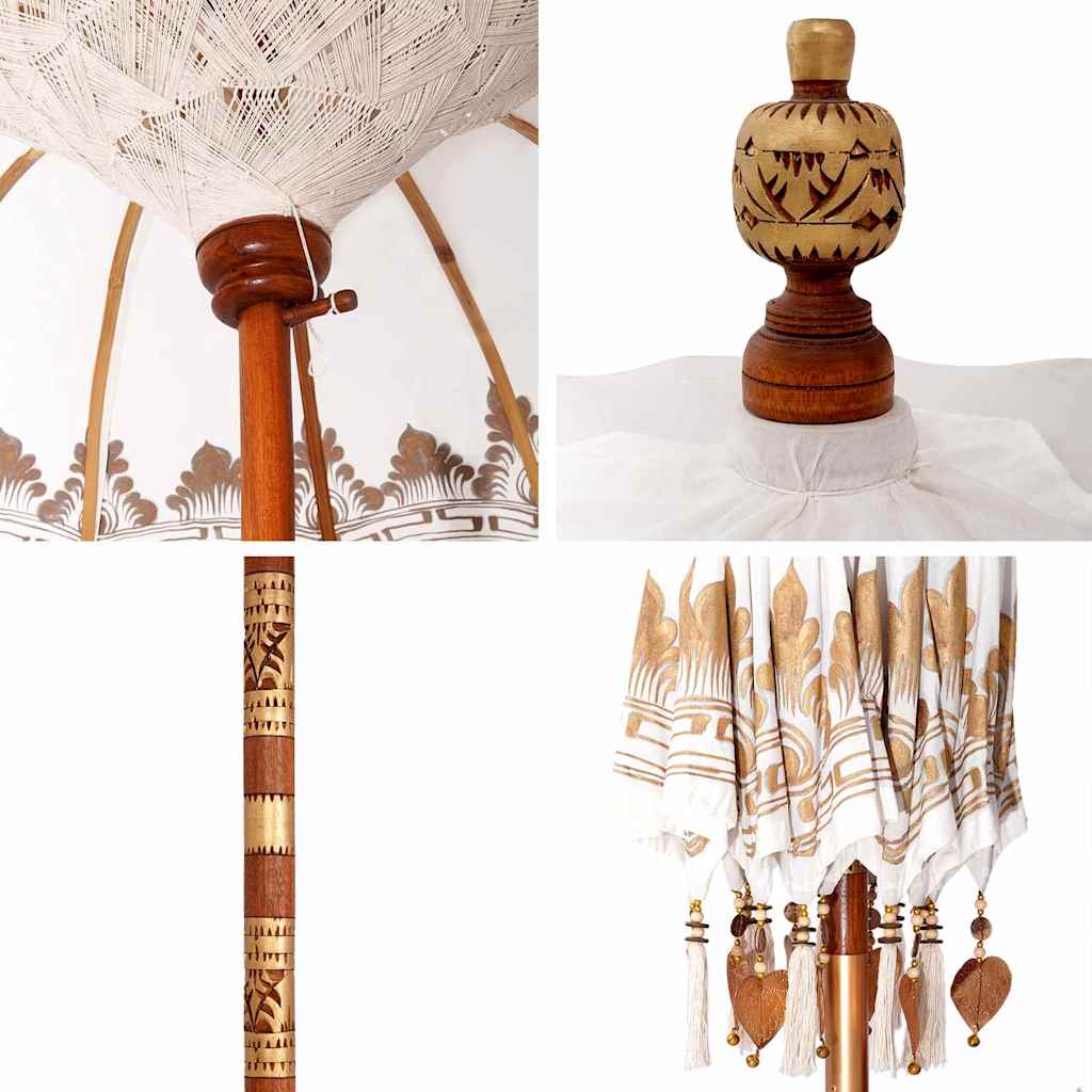 vidaXL Balinese Parasol Cream 215 x 215 x 260 cm Cotton and Wood