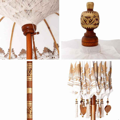 vidaXL Balinese Parasol Cream 215 x 215 x 260 cm Cotton and Wood