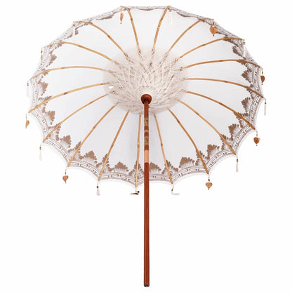 vidaXL Balinese Parasol Cream 215 x 215 x 260 cm Cotton and Wood
