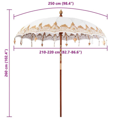 vidaXL Balinese Parasol Cream 215 x 215 x 260 cm Cotton and Wood