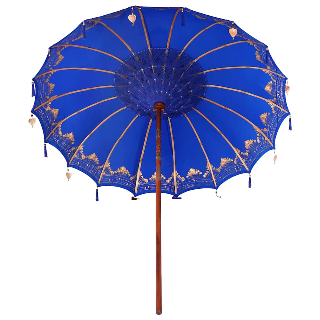 vidaXL Balinese Parasol Blue 215 x 215 x 260 cm Cotton and Wood