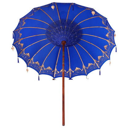 vidaXL Balinese Parasol Blue 215 x 215 x 260 cm Cotton and Wood