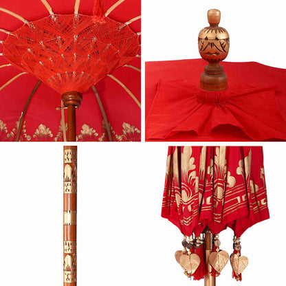 vidaXL Balinese Parasol Red 215 x 215 x 260 cm Cotton and Wood