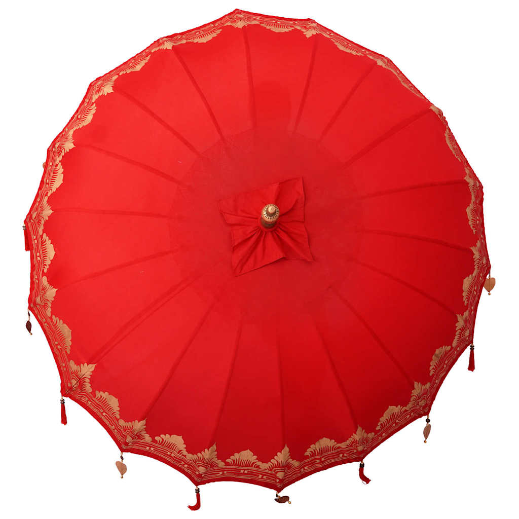 vidaXL Balinese Parasol Red 215 x 215 x 260 cm Cotton and Wood