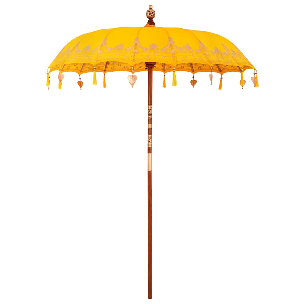 vidaXL Balinese Parasol Yellow (180-190) x 260 cm Cotton and Wood