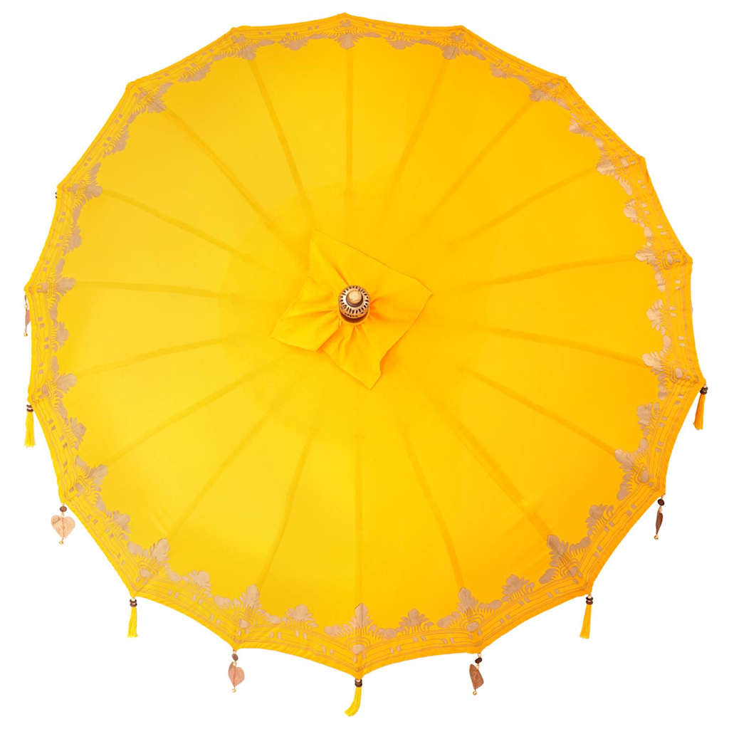 vidaXL Balinese Parasol Yellow (180-190) x 260 cm Cotton and Wood