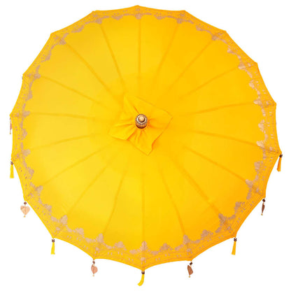vidaXL Balinese Parasol Yellow (180-190) x 260 cm Cotton and Wood
