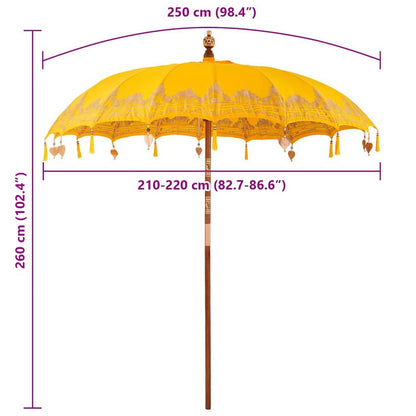 vidaXL Balinese Parasol Yellow 215 x 215 x 260 cm Cotton and Wood