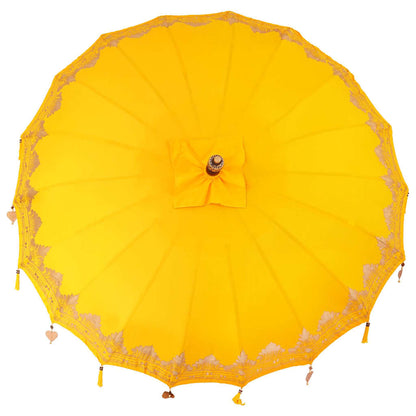 vidaXL Balinese Parasol Yellow 215 x 215 x 260 cm Cotton and Wood