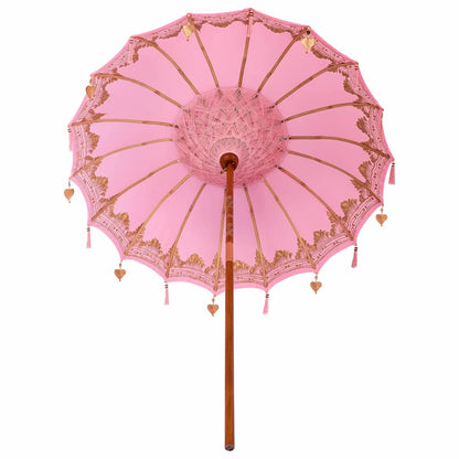 vidaXL Balinese Parasol Pink (180-190) x 260 cm Cotton and Wood