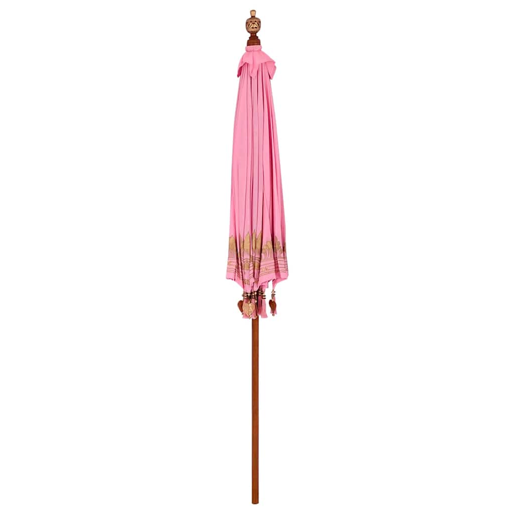 vidaXL Balinese Parasol Pink 215 x 215 x 260 cm Cotton and Wood