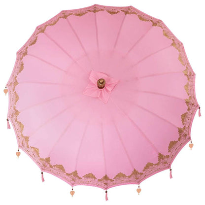 vidaXL Balinese Parasol Pink 215 x 215 x 260 cm Cotton and Wood