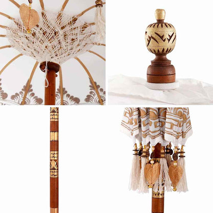 vidaXL Balinese Parasol Cream 125 x 125 x 260 cm Cotton and Wood