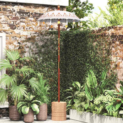 vidaXL Balinese Parasol Cream 125 x 125 x 260 cm Cotton and Wood