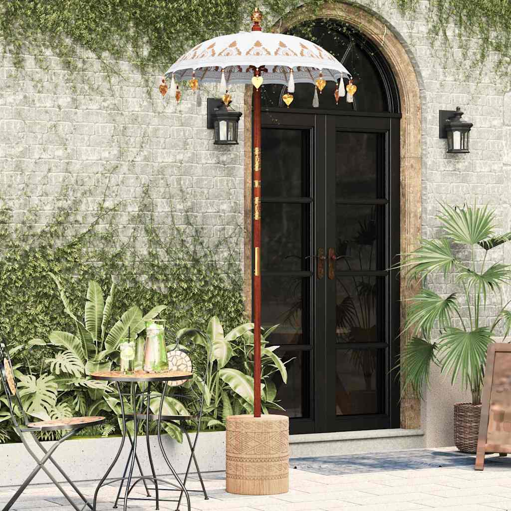 vidaXL Balinese Parasol Cream 125 x 125 x 260 cm Cotton and Wood