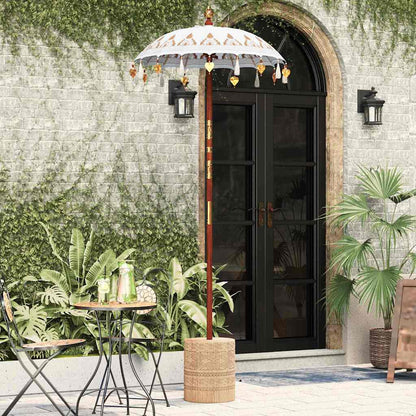 vidaXL Balinese Parasol Cream 125 x 125 x 260 cm Cotton and Wood
