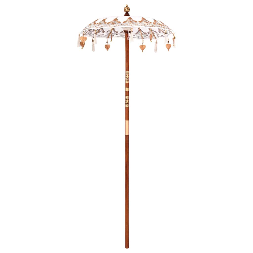 vidaXL Balinese Parasol Cream 125 x 125 x 260 cm Cotton and Wood