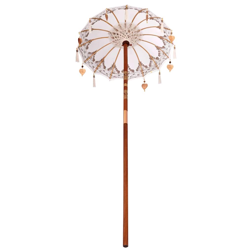 vidaXL Balinese Parasol Cream 125 x 125 x 260 cm Cotton and Wood