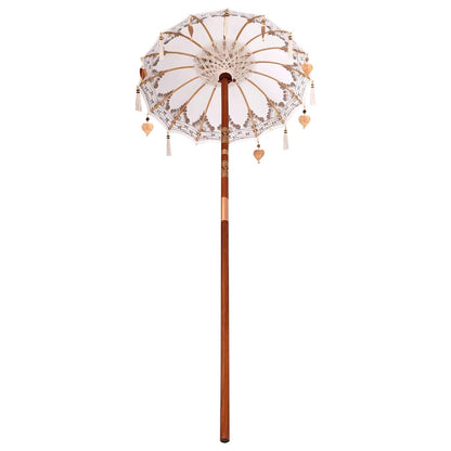 vidaXL Balinese Parasol Cream 125 x 125 x 260 cm Cotton and Wood