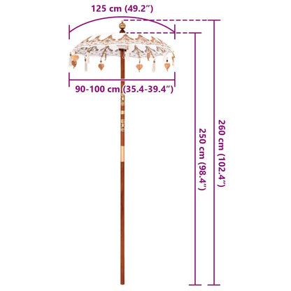 vidaXL Balinese Parasol Cream 125 x 125 x 260 cm Cotton and Wood