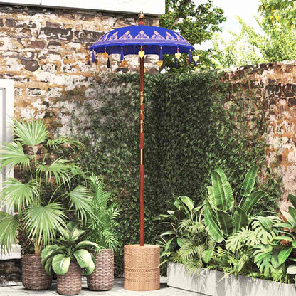 vidaXL Balinese Parasol Blue 125 x 125 x 260 cm Cotton and Wood