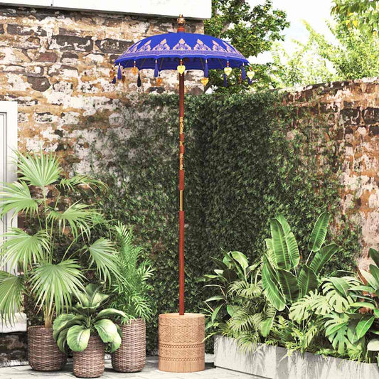 vidaXL Balinese Parasol Blue 125 x 125 x 260 cm Cotton and Wood
