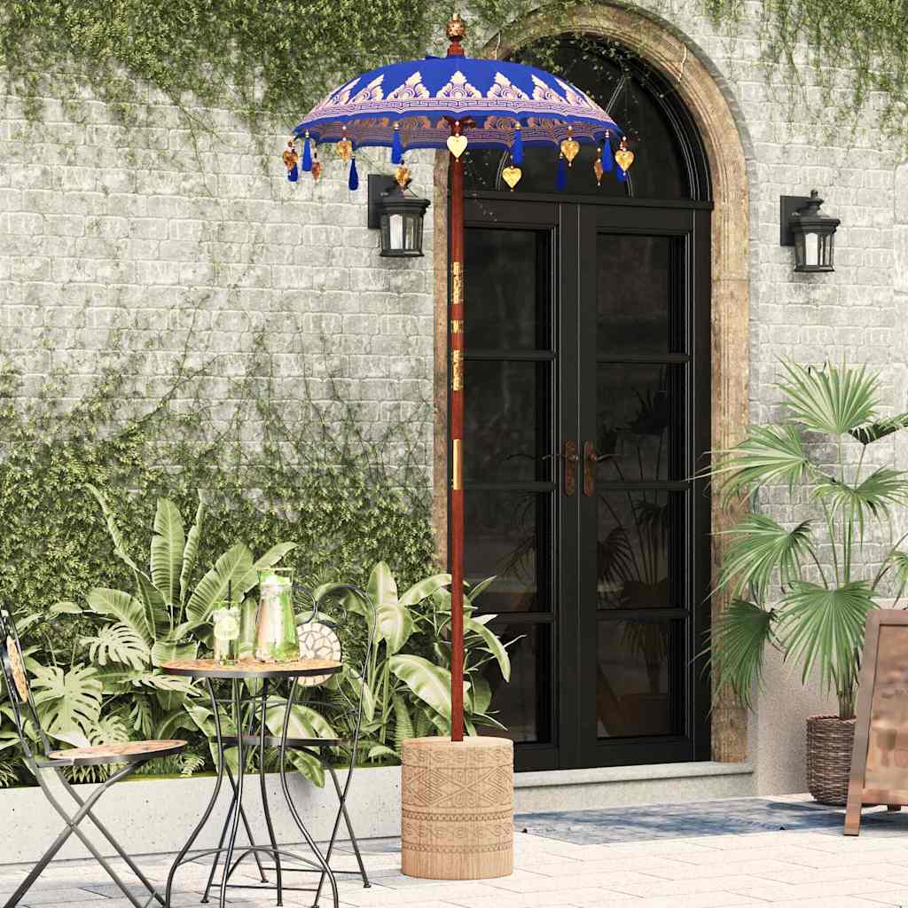 vidaXL Balinese Parasol Blue 125 x 125 x 260 cm Cotton and Wood